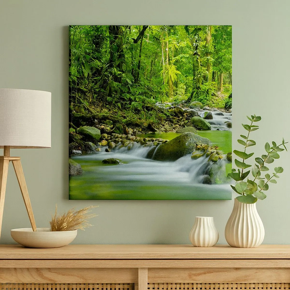 Schilderen op canvas - Zwemmen in een zee van groen - 30x30 cm