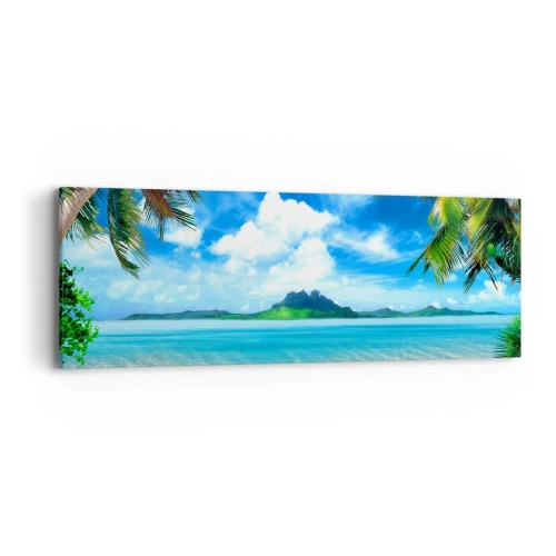 Schilderen op canvas - Het azuur van de tropen - 90x30 cm