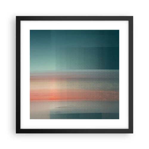 Poster in een zwarte lijst - Abstractie: golven van licht - 40x40 cm
