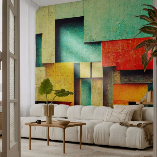 Fotobehang op maat Premium Canvas - Festival van rechte hoeken - 3D, Deel, Geometrisch