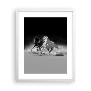 Poster in een witte lijst - Vrijheidsgalop - 40x50 cm
