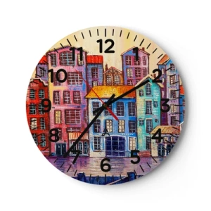 Wandklok - Klok - Een stad als uit een sprookje - 30x30 cm