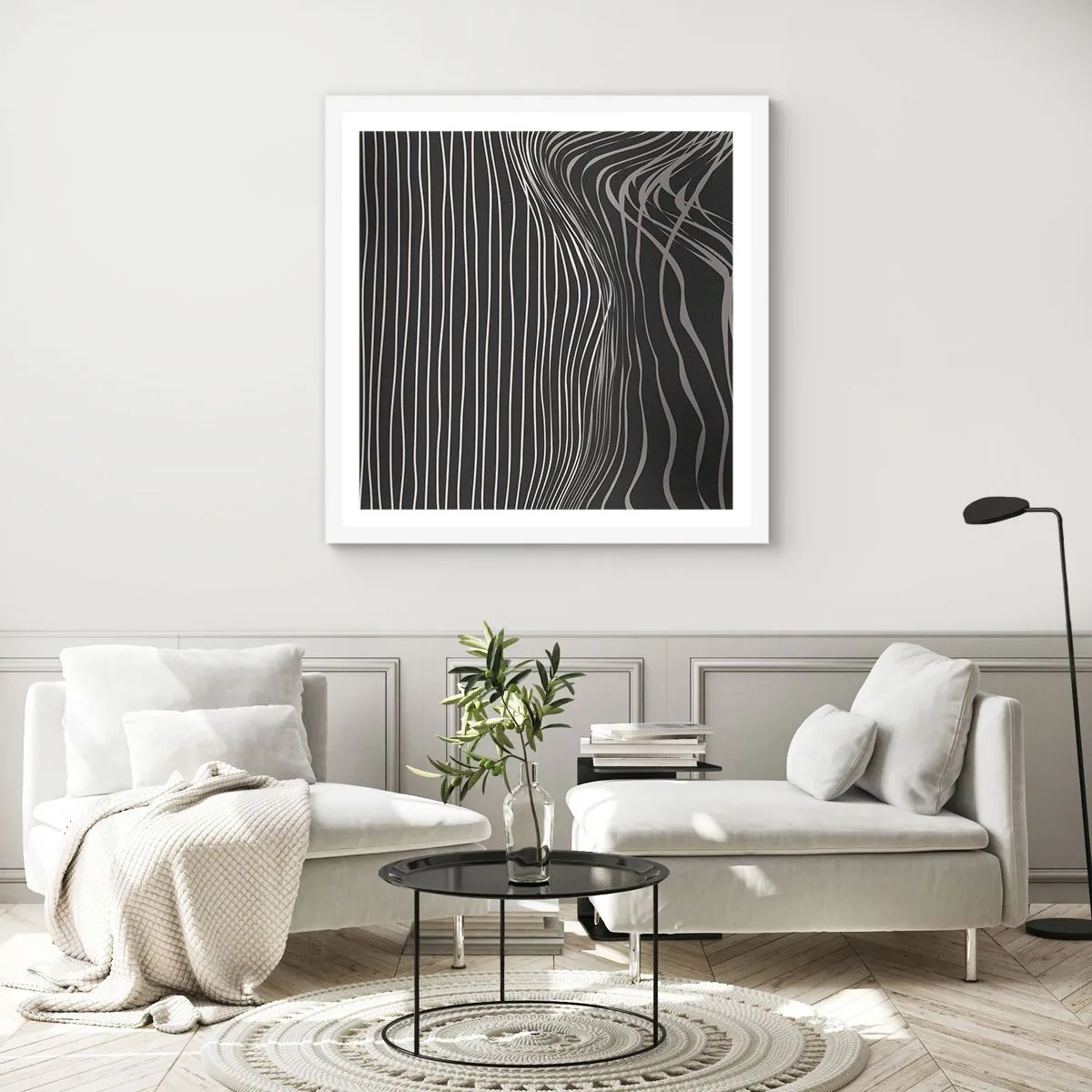 Poster in een witte lijst - Ritme en accent - 50x50 cm