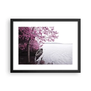 Poster in een zwarte lijst - In roze stilte - 40x30 cm