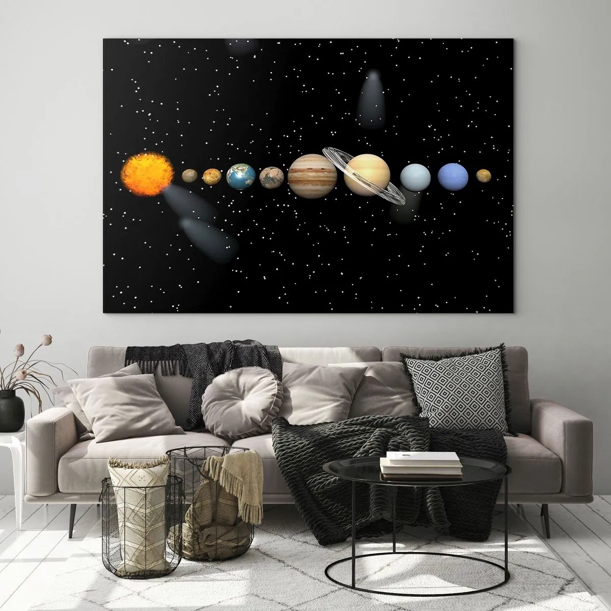 Schilderen op glas - En de planeten razen, razen...  - 120x80 cm