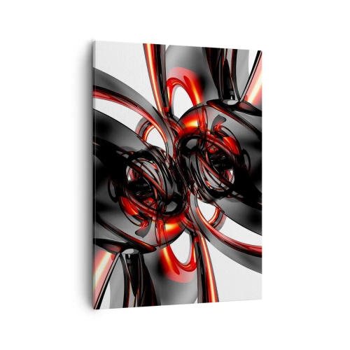 Schilderen op canvas - Beweging in grafiet en rood - 50x70 cm
