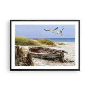 Poster in een zwarte lijst - Badend in de wind - 70x50 cm