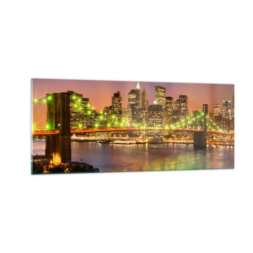 Schilderen op glas - Het licht gaat hier nooit uit - 100x40 cm