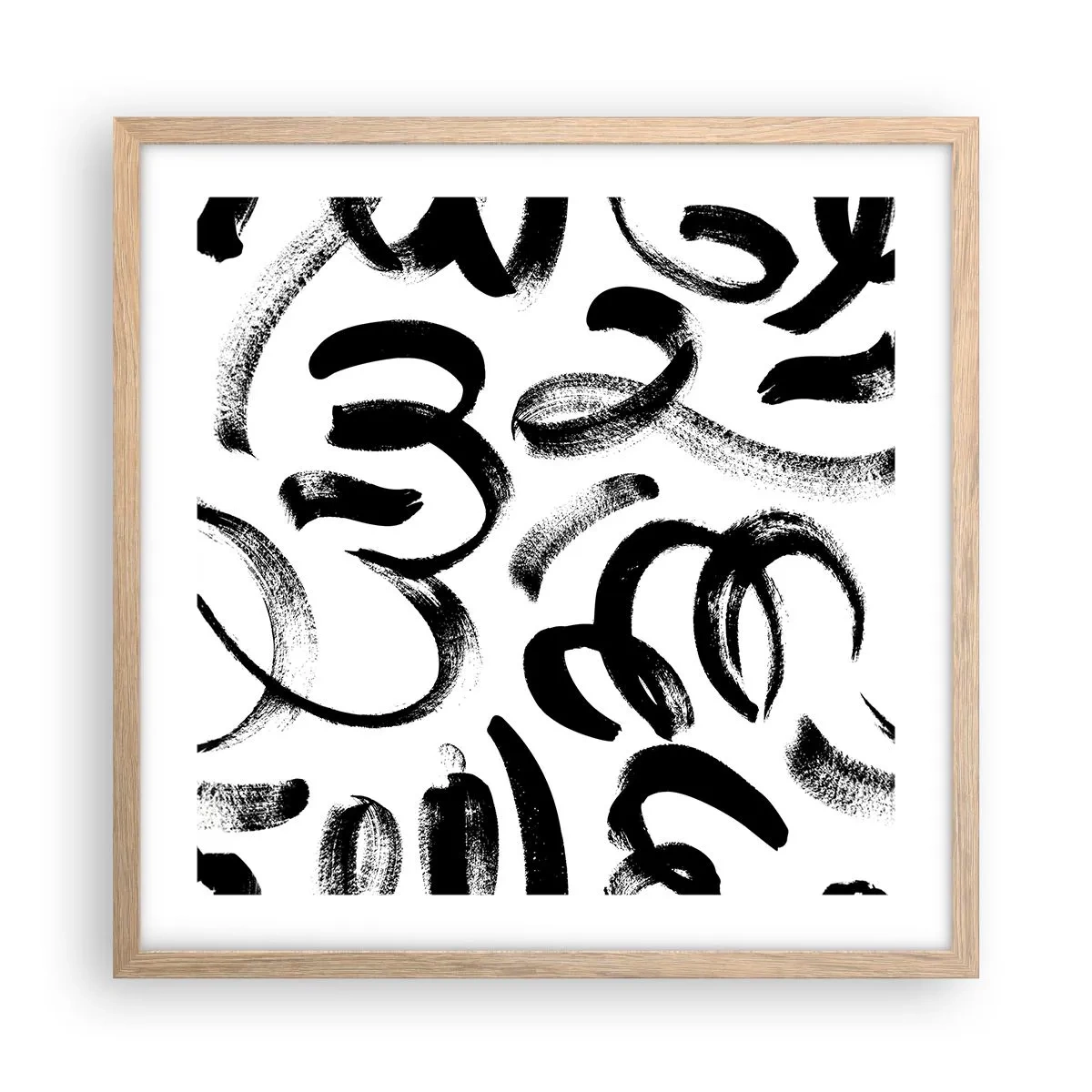 Een poster in een licht eiken lijst - Zwart op wit - 50x50 cm