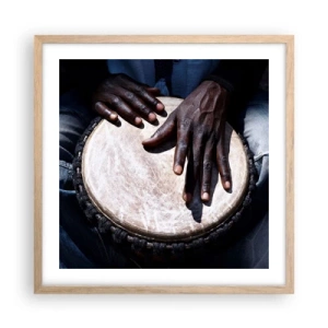 Een poster in een licht eiken lijst - Leef in je eigen ritme - 50x50 cm