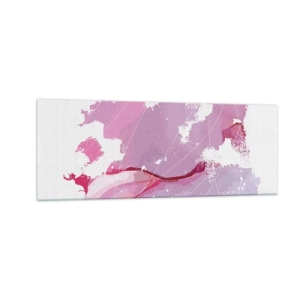 Schilderen op glas - Kaart van de roze wereld - 140x50 cm