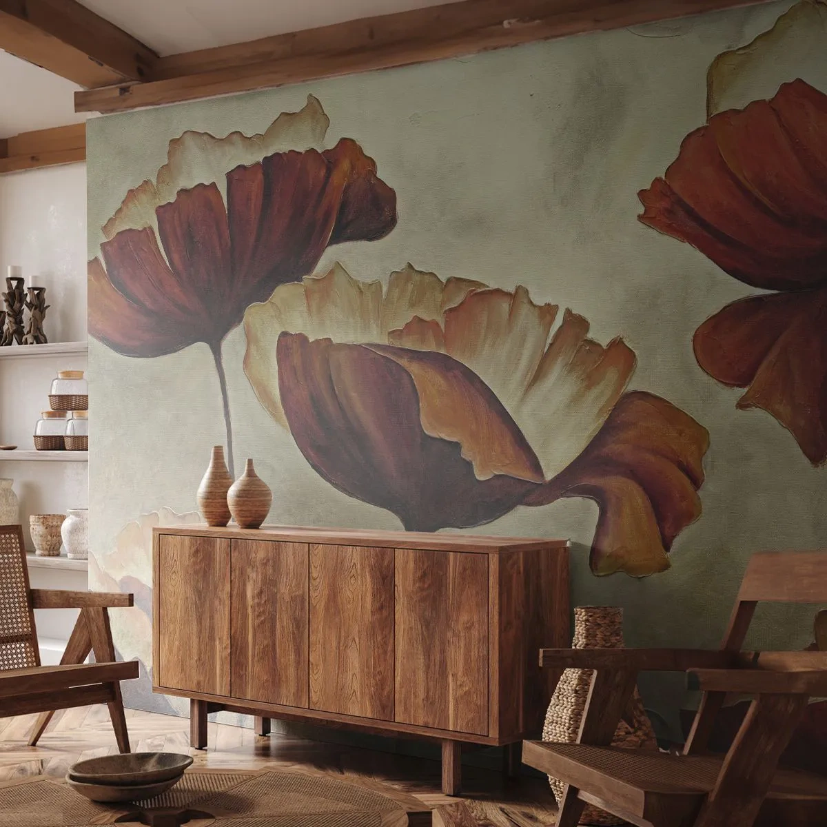 Fotobehang Standard Eco - Golvend weiland - Abstractie, Bloem, Deel - 500x350 cm