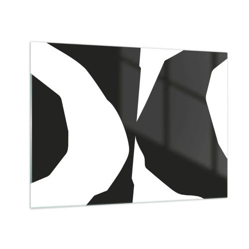Schilderen op glas - Zwart-wit grafische compositie in een contrasterende positief-negatieve stijl - 70x50cm - Positief – negatief - Moderne wanddecoratie voor woonkamer en slaapkamer ARTTOR