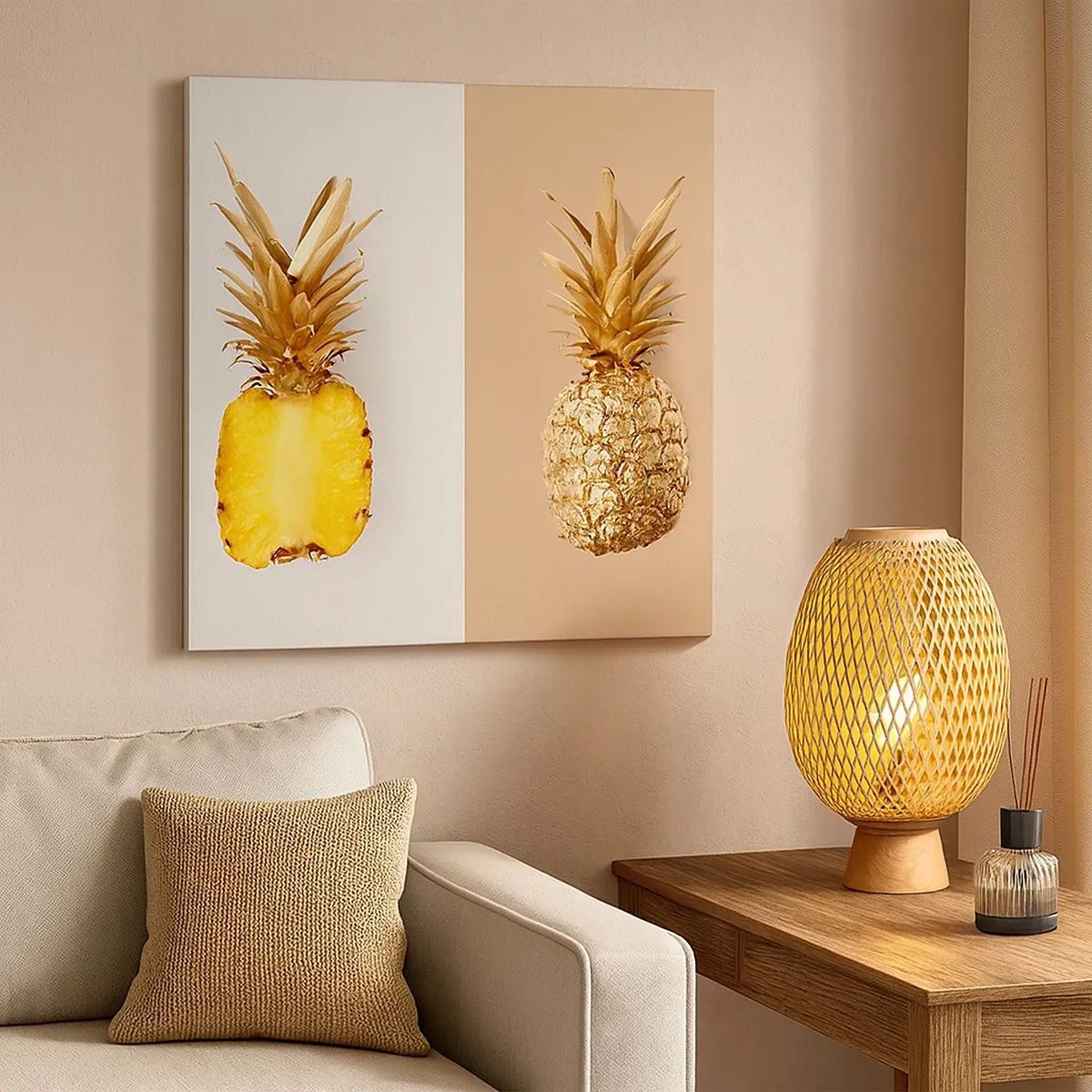 Schilderen op canvas - Ananas voor ons - 30x30 cm
