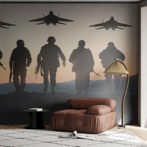Fotobehang Standard Eco - Welkom in onze wereld - Leger, Leger, Soldaten - 200x140 cm