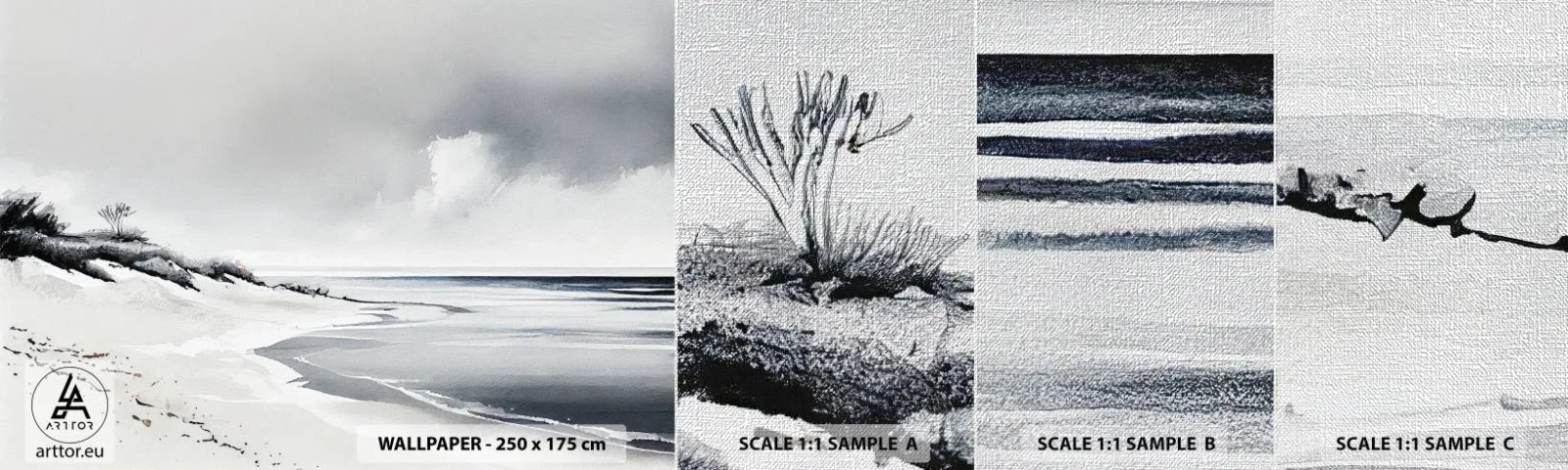 Fotobehang Monster Premium Canvas - Voor altijd samen - Duinen, Strand, Oceaan - 100x30 cm