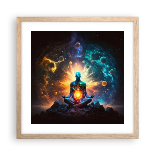 Een poster in een licht eiken lijst - Kosmische vrede - 40x40 cm