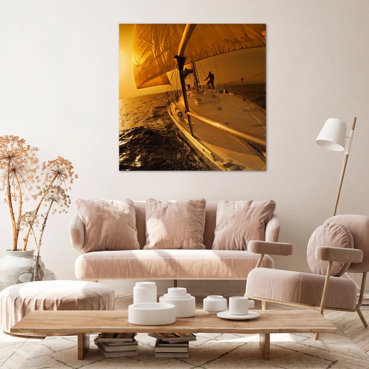 Schilderen op canvas - Een gouden avond na een kleurrijke dag - 40x40 cm