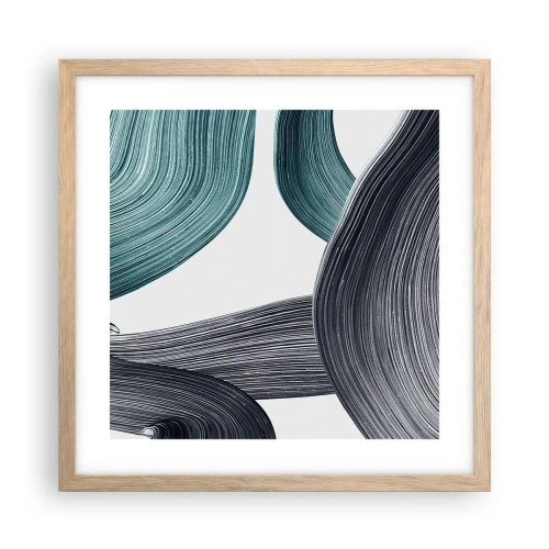 Een poster in een licht eiken lijst - Smaragdgroene en zwarte paden - 40x40 cm