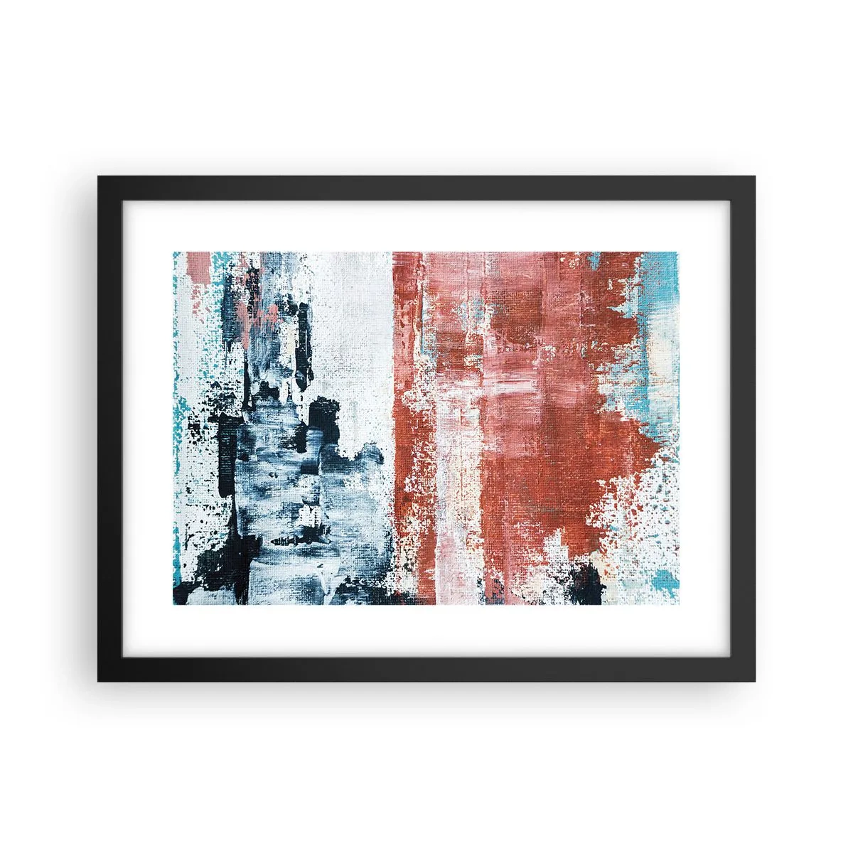 Poster in een zwarte lijst - Fifty Fifty abstract - 40x30 cm