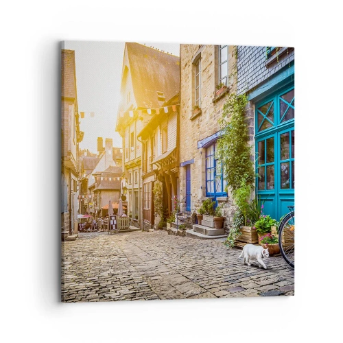 Schilderen op canvas - De witte geest van het stadje - 70x70 cm