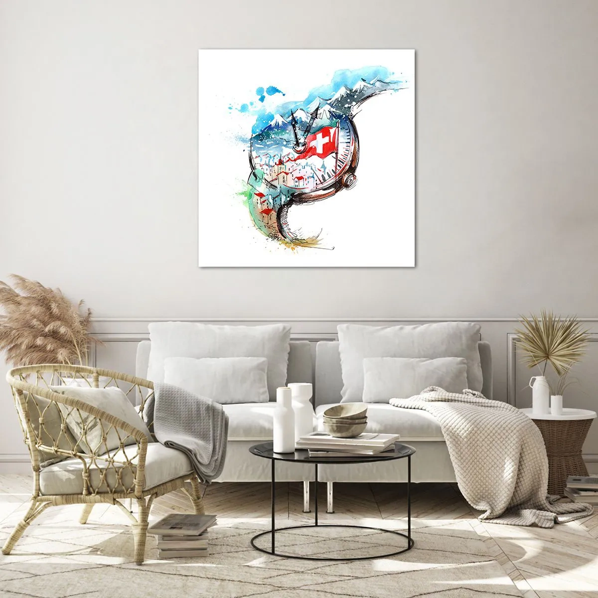 Schilderen op glas - De geest van Zwitserland - 70x70 cm