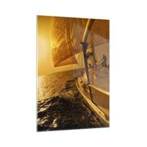 Schilderen op glas - Een gouden avond na een kleurrijke dag - 50x70 cm
