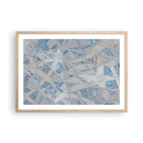 Een poster in een licht eiken lijst - In een blauwgrijs labyrint - 70x50 cm