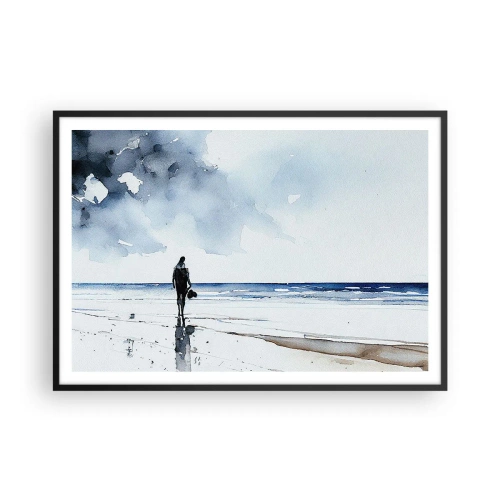 Poster in een zwarte lijst - Gesprek met de zee - 100x70 cm