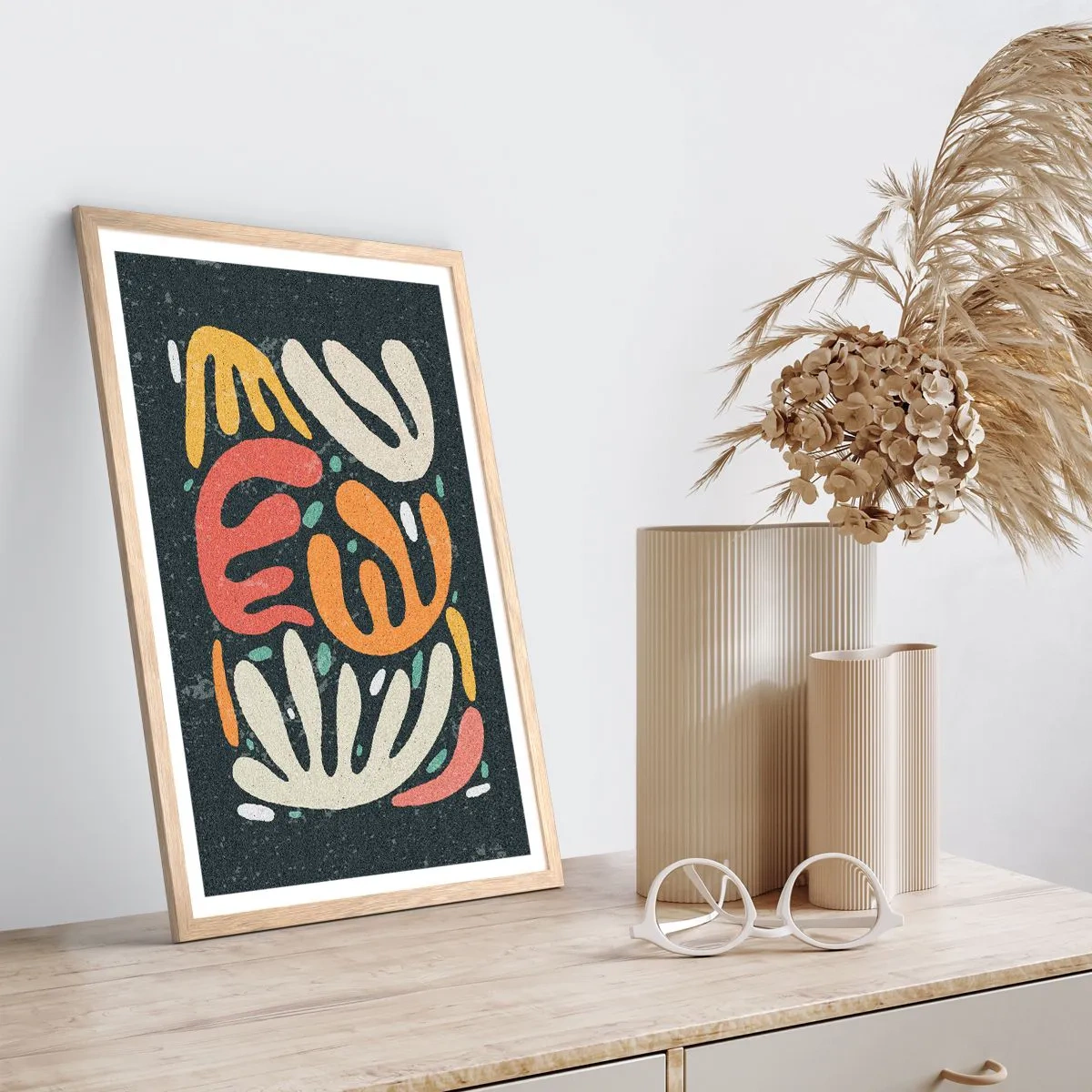 Een poster in een licht eiken lijst - Compositie – ik sta op het punt je te pakken te krijgen - 61x91 cm