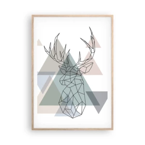 Een poster in een licht eiken lijst - In een geometrisch bos - 70x100 cm