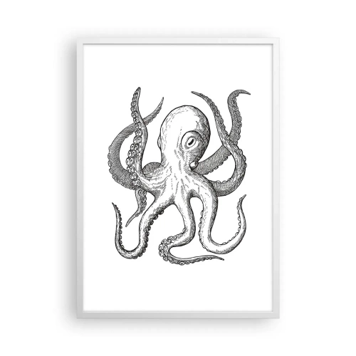 Poster in een witte lijst - Dansend met de golven - 50x70 cm