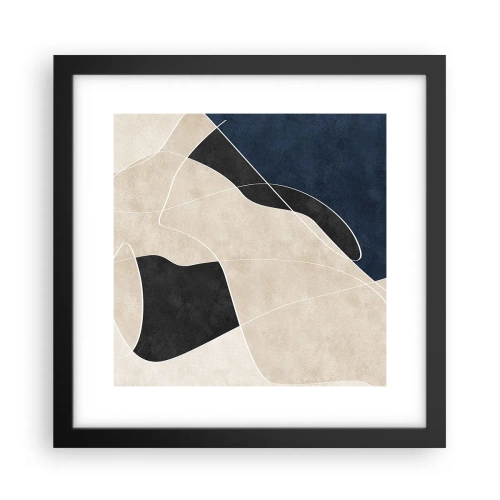 Poster in een zwarte lijst - Abstracte compositie – kleurcontrast - 30x30 cm