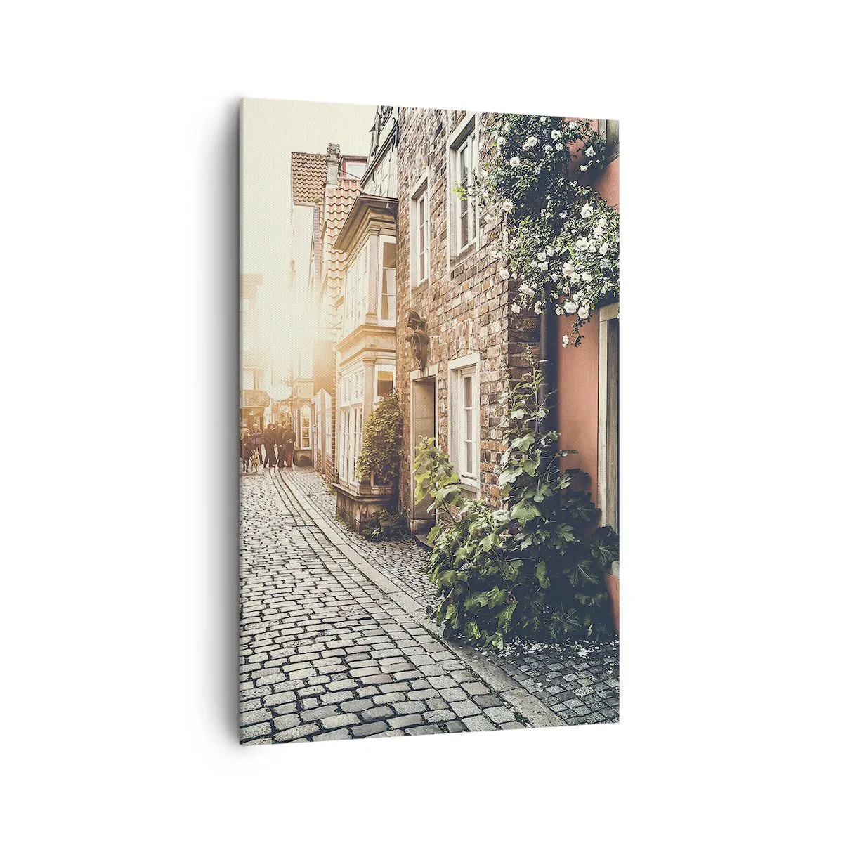 Schilderen op canvas - Rozensteeg in roze gloed - 80x120 cm