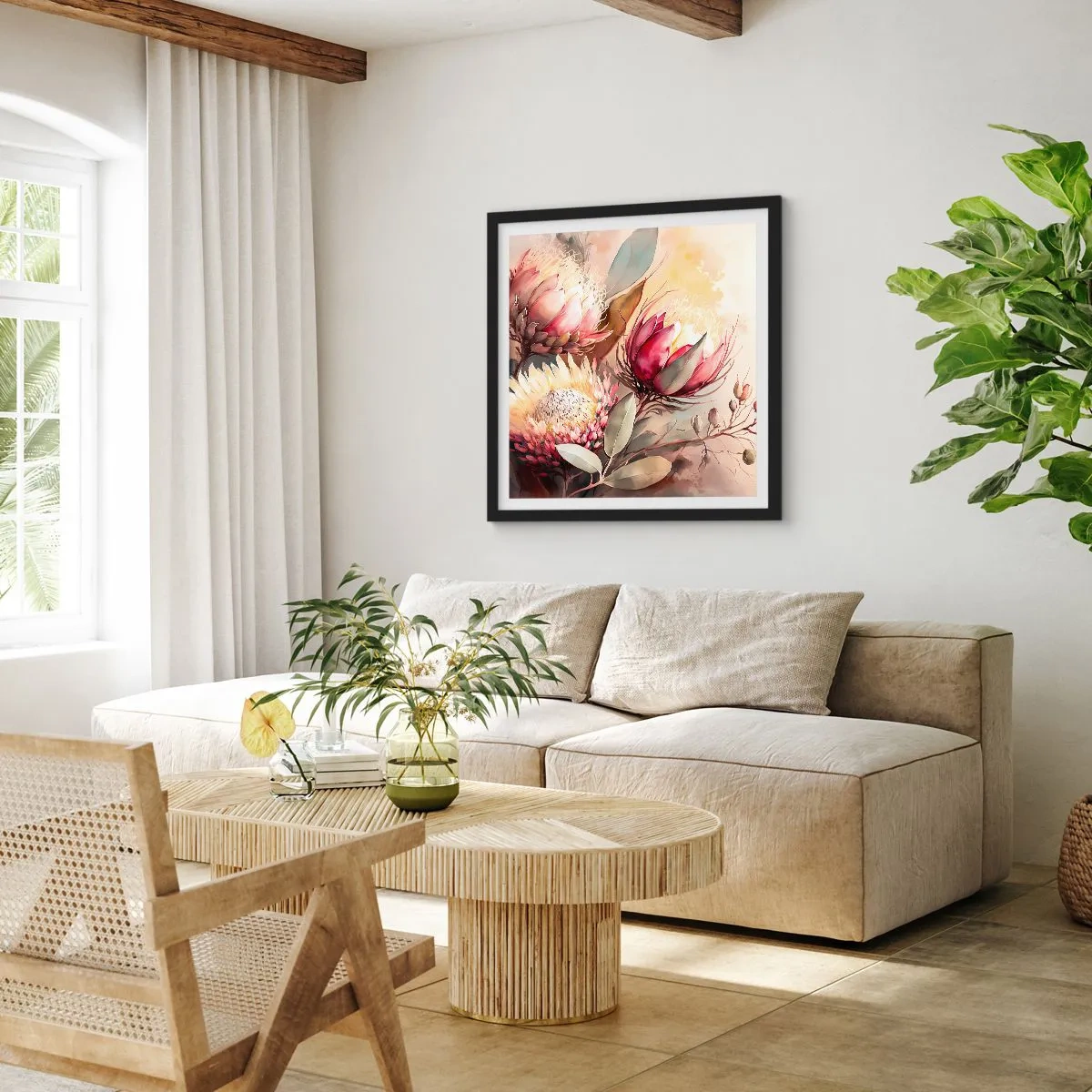 Poster in een zwarte lijst - In profiel en en face - 40x40 cm