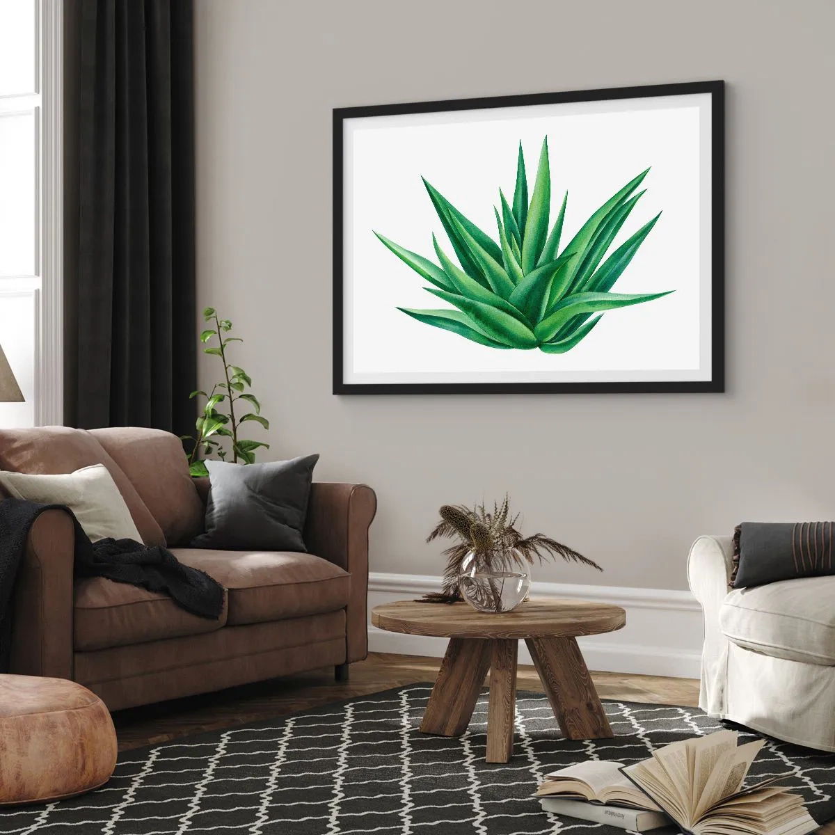 Poster in een zwarte lijst - Groen – kracht – leven - 70x50 cm