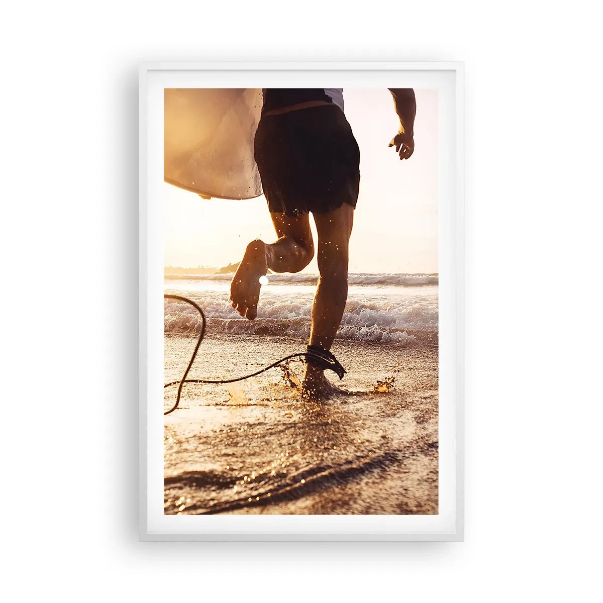 Poster in een witte lijst - Om de golf te ontmoeten - 61x91 cm