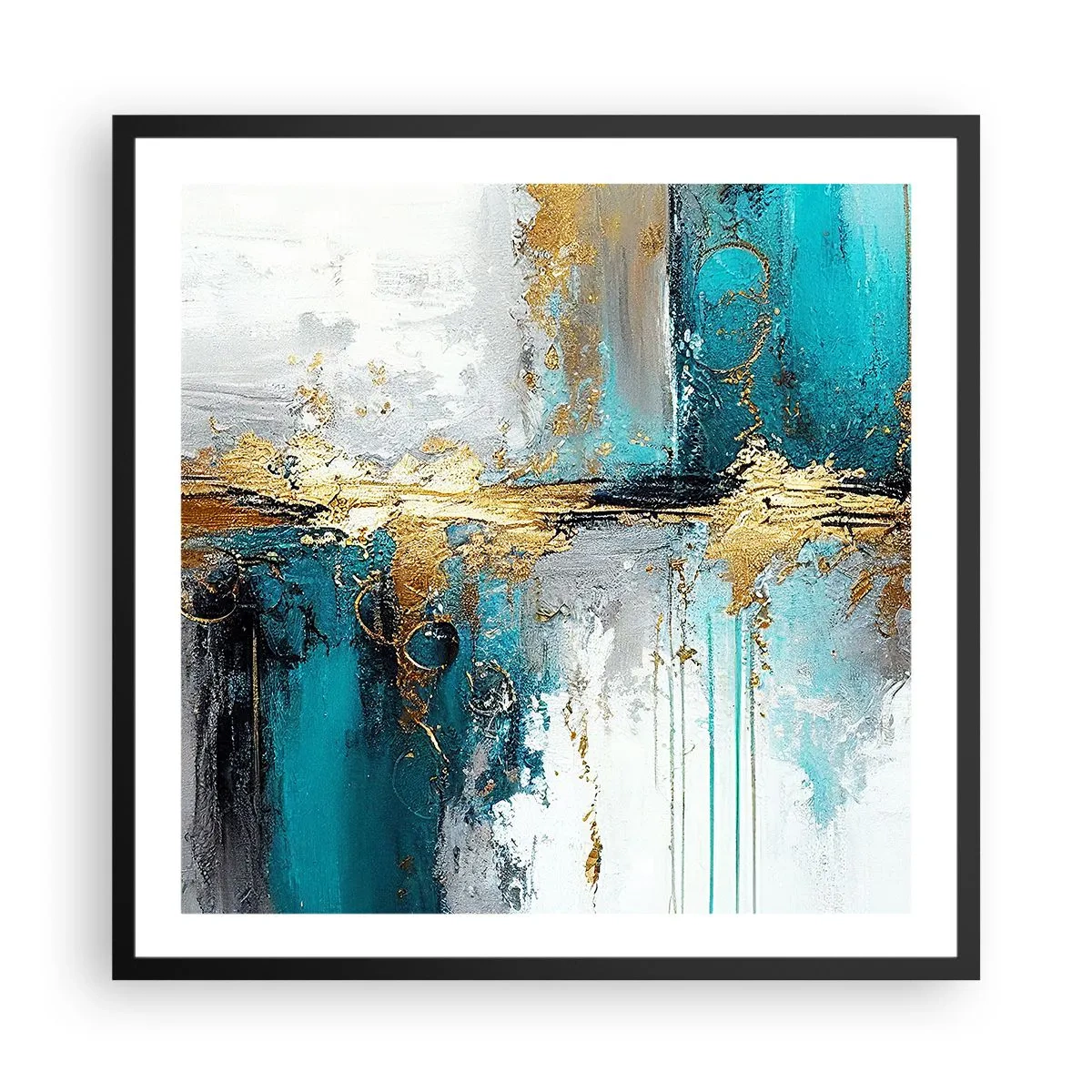 Poster in een zwarte lijst - Alles vloeit - 60x60 cm