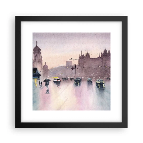 Poster in een zwarte lijst - In de regenachtige nevel - 30x30 cm