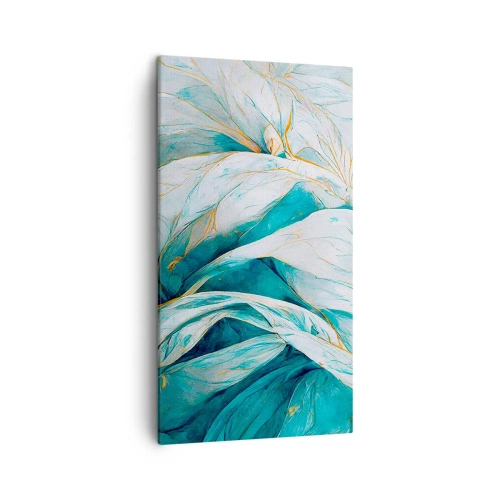 Schilderen op canvas - Blauwe abstractie met een gouden motief - 45x80 cm