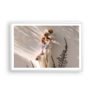 Poster in een witte lijst - De zon en het meisje - 91x61 cm