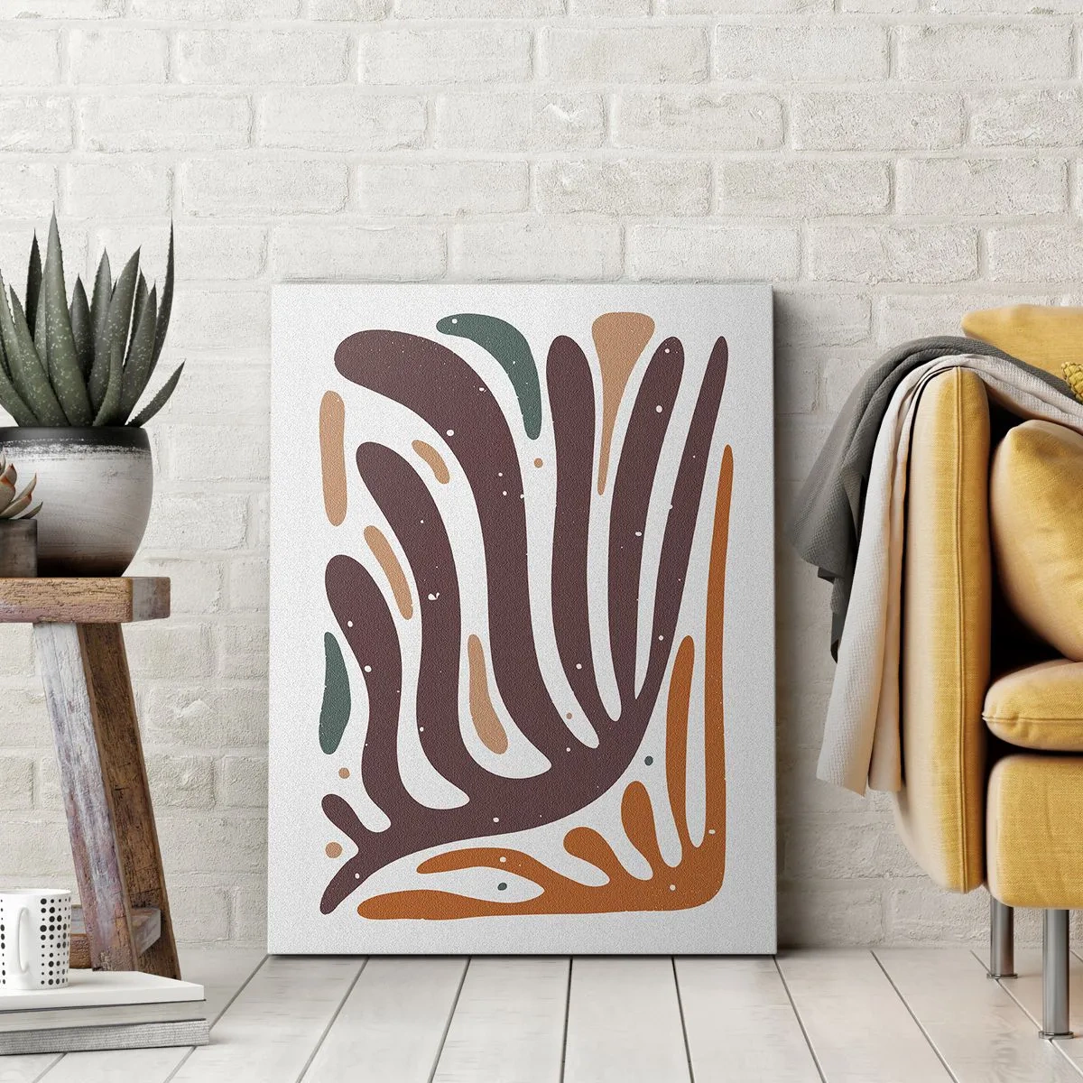 Schilderen op canvas - Stralende organische compositie - 55x100 cm