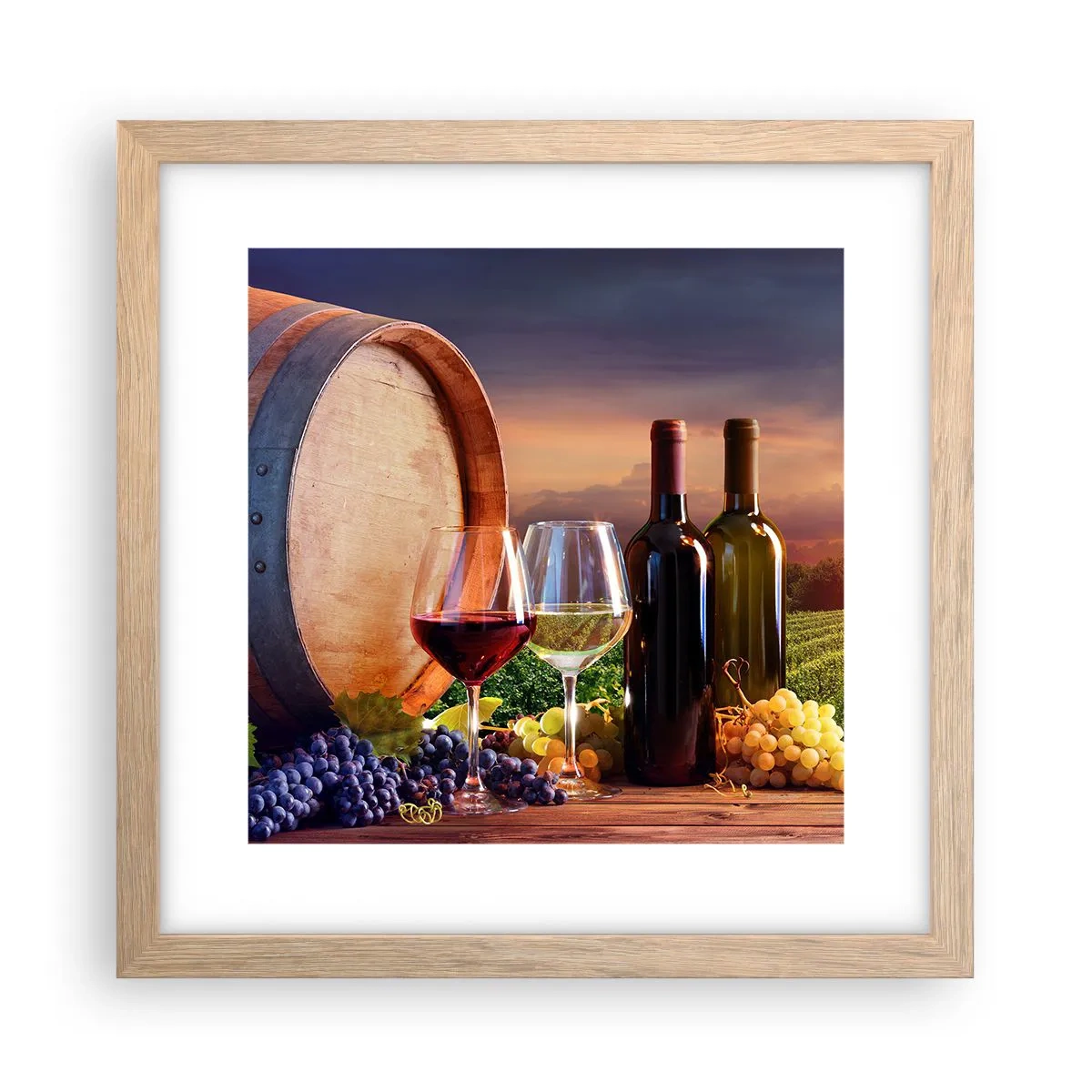 Een poster in een licht eiken lijst - Het leven smaakt hier - 30x30 cm