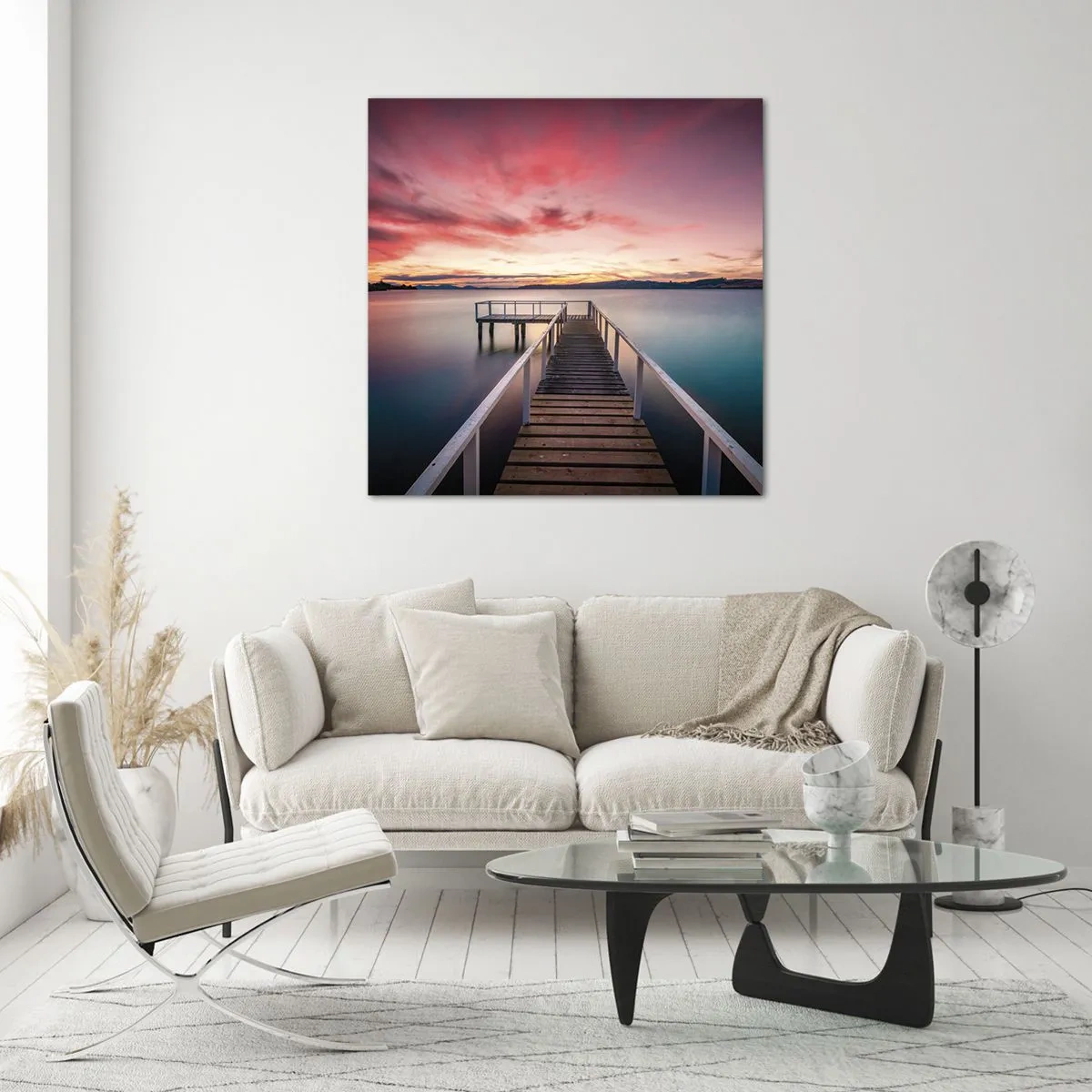 Schilderen op glas - De zachte vlam van de avond - 50x50 cm