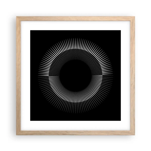 Een poster in een licht eiken lijst - Zwarte zon - 40x40 cm