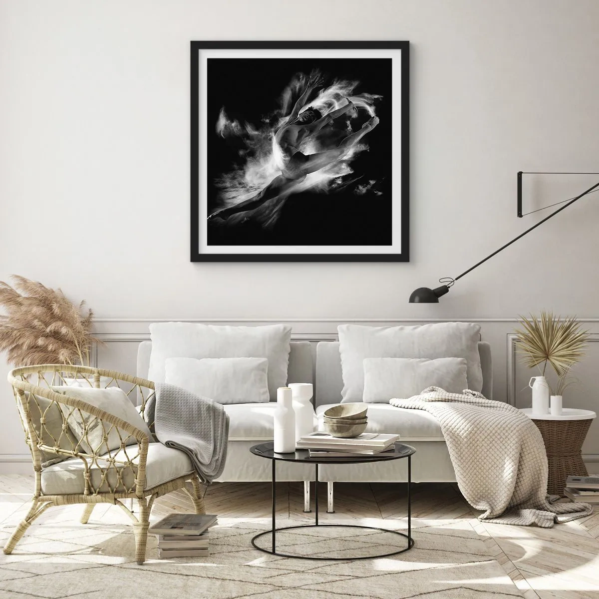 Poster in een zwarte lijst - Vast tijdens de vlucht - 30x30 cm