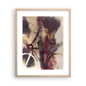 Een poster in een licht eiken lijst - Een fietsziel in marmeren vormen - 40x50 cm