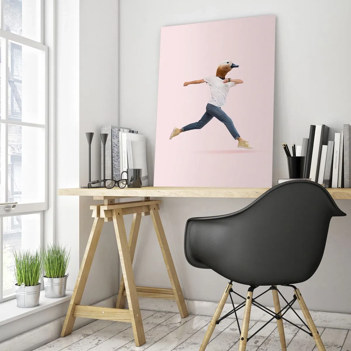 Schilderen op glas - Een snufje absurditeit - 70x100 cm