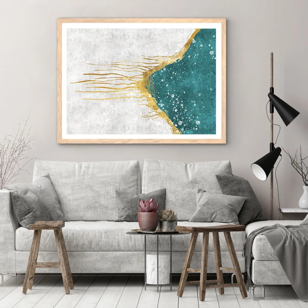 Een poster in een licht eiken lijst - Gouden vloed - 40x30 cm