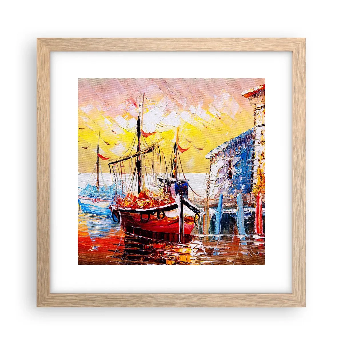 Een poster in een licht eiken lijst - Gelukkige terugkeer - 30x30 cm